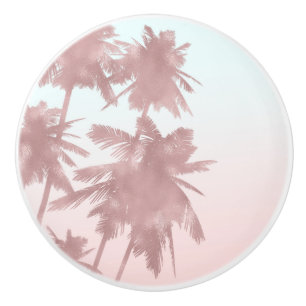 Bouton De Porte En Céramique Plage de Palmiers roses Gold Rose Ombre Palmiers C