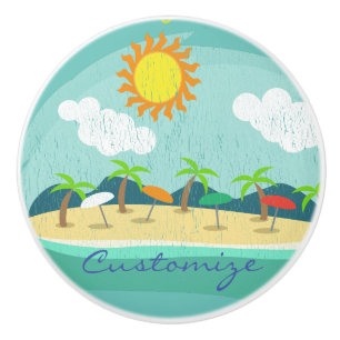 Bouton De Porte En Céramique Plage Happy Place Thunder_Cove