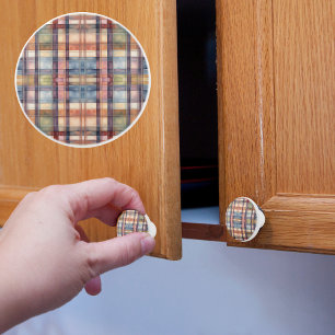 Bouton De Porte En Céramique Plaid Assourdi
