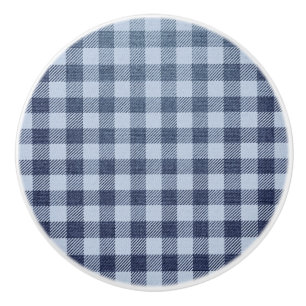 Bouton De Porte En Céramique Plaid bleu
