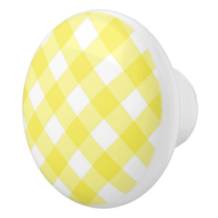 Bouton De Porte En Céramique Plaid Bouton-Jaune de Cabinet en céramique