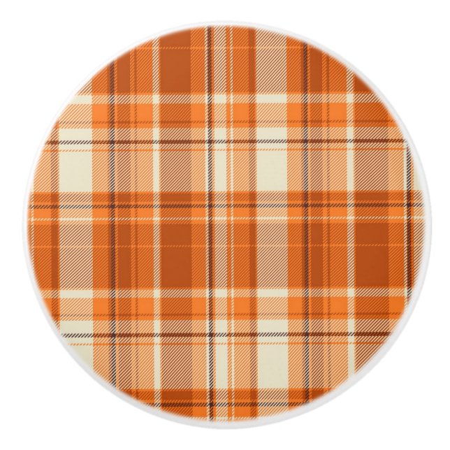Bouton De Porte En Céramique Plaid orange (Devant)