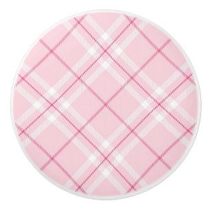 Bouton De Porte En Céramique Plaid rose-clair