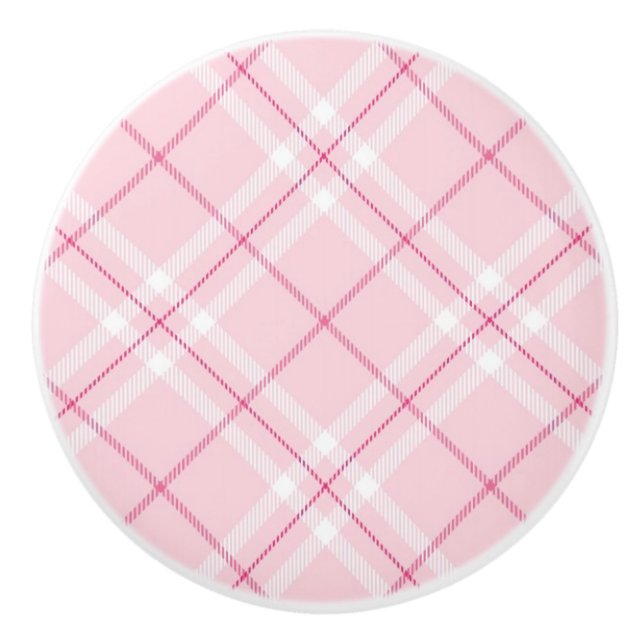 Bouton De Porte En Céramique Plaid rose-clair (Devant)