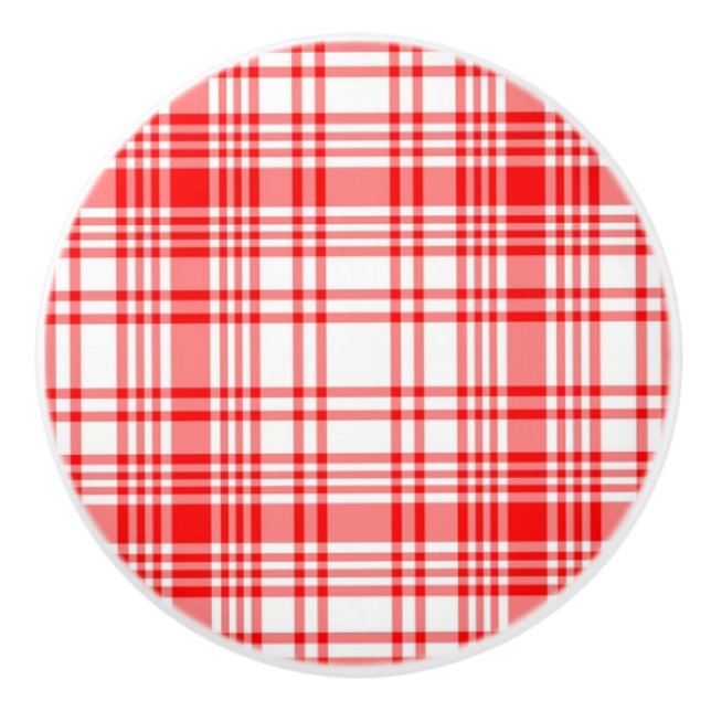 Bouton De Porte En Céramique Plaid rouge (Devant)