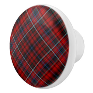 Bouton De Porte En Céramique Plaid rouge