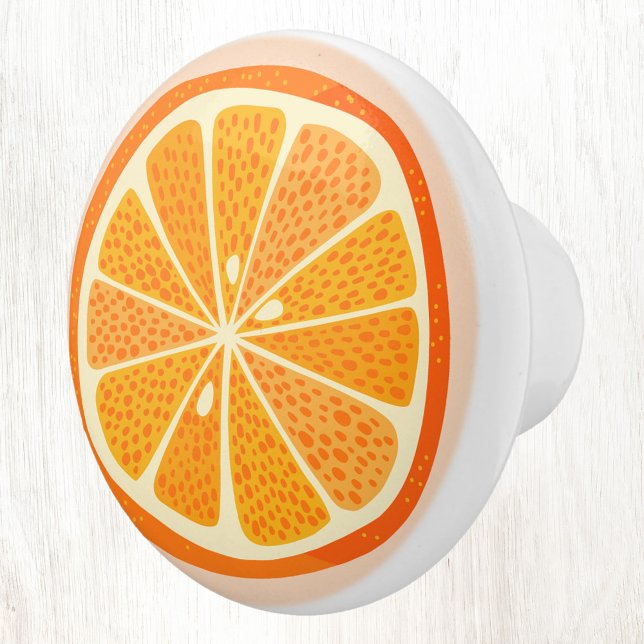 Bouton De Porte En Céramique Plaisir aux fruits d'orange d'agrumes (Fun and fruity citrus orange fruit slice ceramic door pull or knob)