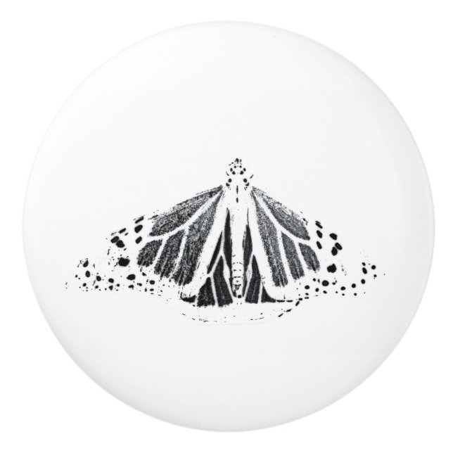 Bouton De Porte En Céramique Plan papillon monarque (Devant)
