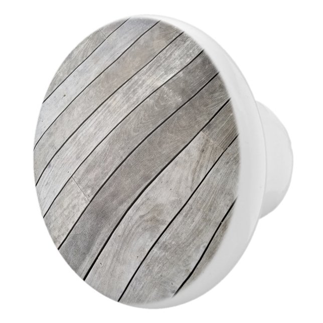 Bouton De Porte En Céramique Planches en bois gris argenté (Droite)