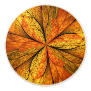 Bouton De Porte En Céramique Plante d'automne, Abstrait moderne Fractal Art Lea