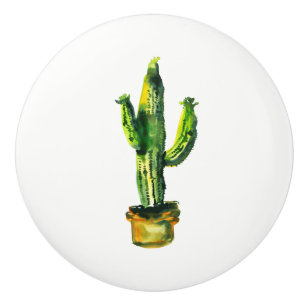 Bouton De Porte En Céramique Plante du désert Cactus Bohème Rustique Sud-Ouest