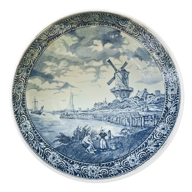 Bouton De Porte En Céramique Plaque hollandaise Blue Delft (Devant)