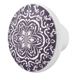 Bouton De Porte En Céramique Plum Mandala