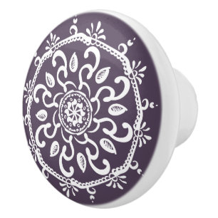 Bouton De Porte En Céramique Plum Mandala