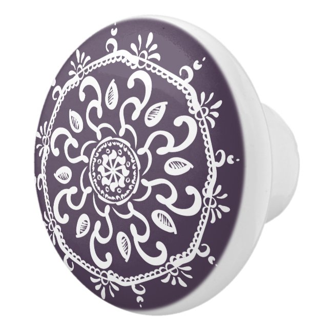 Bouton De Porte En Céramique Plum Mandala (Droite)