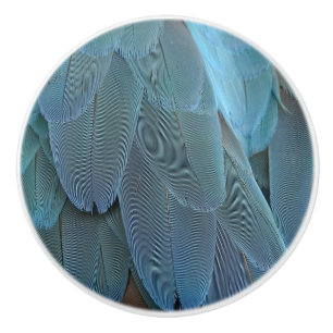 Bouton De Porte En Céramique Plumes bleues