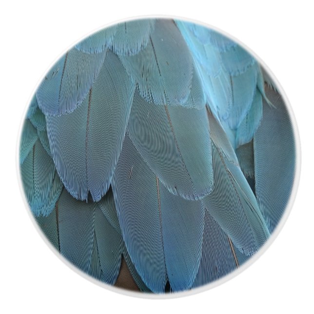 Bouton De Porte En Céramique Plumes bleues (Devant)