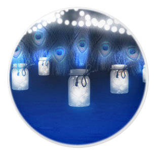 Bouton De Porte En Céramique Plumes de paon, pot Mason et lumières guinguette r