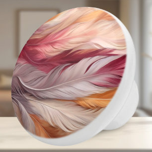 Bouton De Porte En Céramique Plumes opulentes : Beige Luxueux, Taupe, Rose