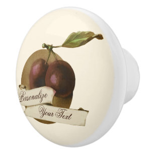Bouton De Porte En Céramique Plums Vintages personnalisables Retro Fruit Old Sc