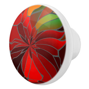 Bouton De Porte En Céramique Poinsettia Abstraite