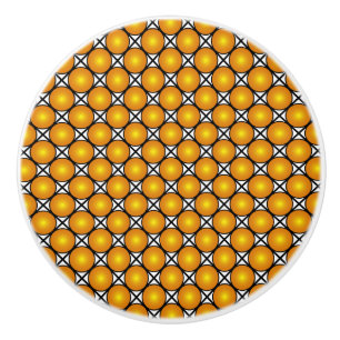 Bouton De Porte En Céramique Points dorés lumineux Motif de réseau noir et blan