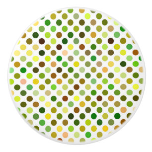 Bouton De Porte En Céramique Points jaunes et verts