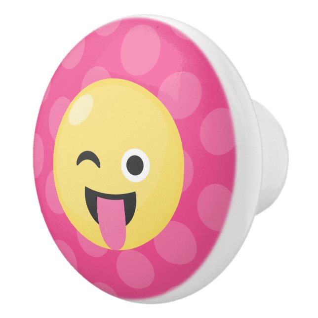 Bouton De Porte En Céramique Pois idiot d'Emoji (Droite)
