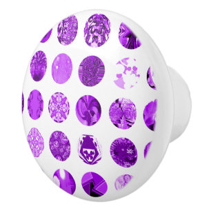 Bouton De Porte En Céramique Pois occupés violets