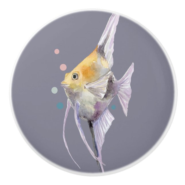 BOUTON DE PORTE EN CÉRAMIQUE POISSON TROPICAL, MAISON DE PLAGE DE VACANCES (Devant)