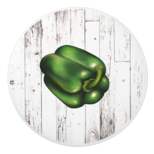 Bouton De Porte En Céramique Poivron Blanc Bois Rustique Cuisine Ferme Maison
