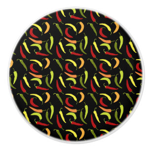 Bouton De Porte En Céramique Poivrons Rouges Cinco de Mayo Nourriture Mexicaine