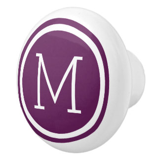 Bouton De Porte En Céramique Pomme de prune Monogramme Puce de tiroir personnal