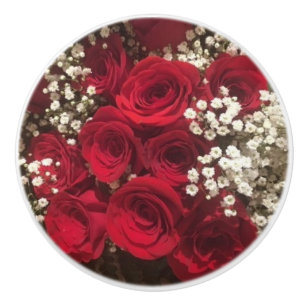 Bouton De Porte En Céramique Pompe en céramique Roses rouges