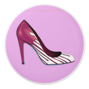 Bouton De Porte En Céramique Pompe Stiletto, bordeaux sur lavande