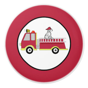 Bouton De Porte En Céramique Pompier Moteur d'incendie Pompier Garçons Nursery