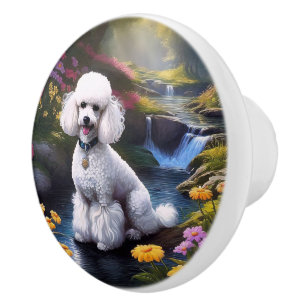 Bouton De Porte En Céramique Poodle