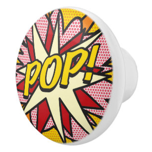 Bouton De Porte En Céramique POP Fun Retro Comic Book Pop Art