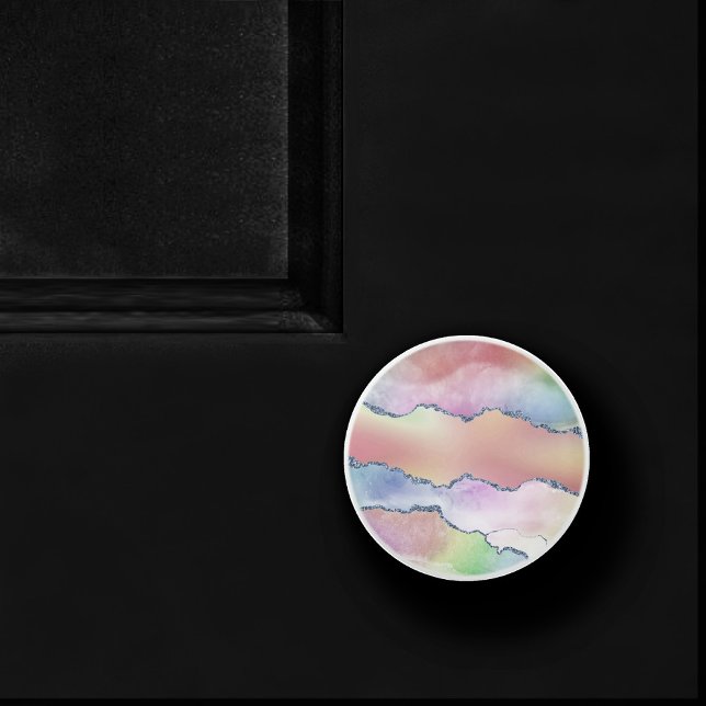 Bouton De Porte En Céramique Porte de pêche | Pretty Soft Pastel Aquarelle Ombr (Créateur téléchargé)