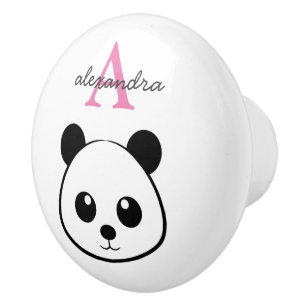 Bouton De Porte En Céramique Porte-panda coutume Monogramme
