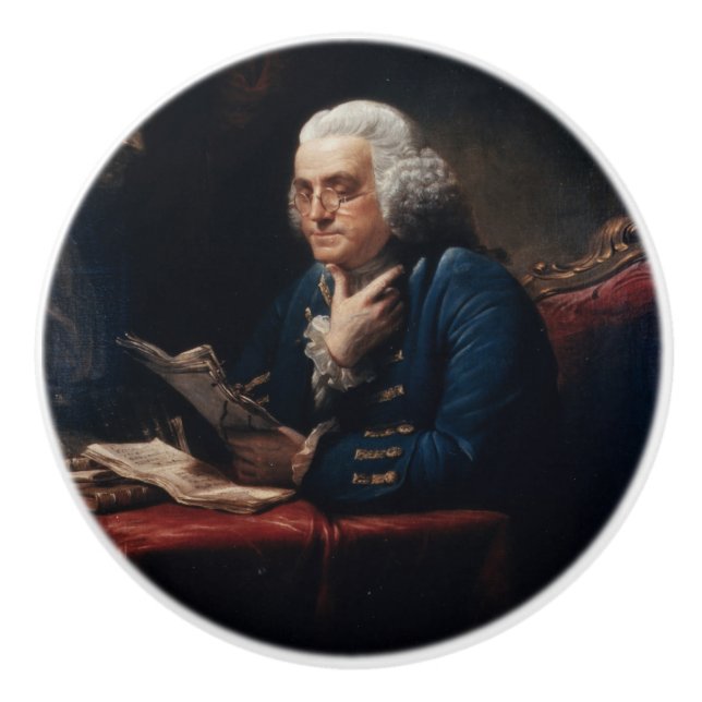 Bouton De Porte En Céramique Portrait de pouce, Benjamin Franklin Père fondateu (Devant)