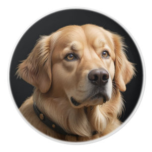 Bouton De Porte En Céramique Portrait Golden Retriever