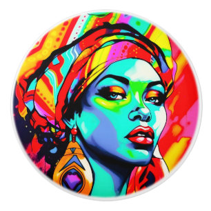 Bouton De Porte En Céramique Portrait Pop Art