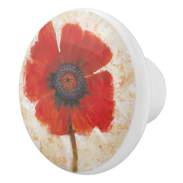 Bouton De Porte En Céramique Portrait Red Poppy (Droite)