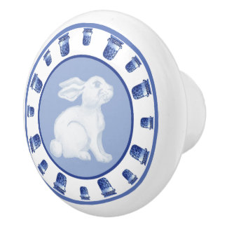 Bouton De Porte En Céramique Pot lapin et Chinoiserie