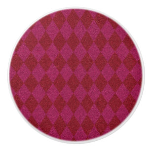 Bouton De Porte En Céramique Pouf Pailleté Diamant Rose et Rouge