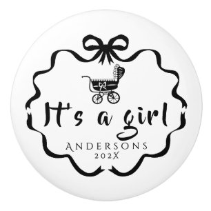 Bouton De Porte En Céramique Pram bébé en ruban de Bow