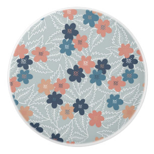 Bouton De Porte En Céramique Pré aux fleurs printanières colorées