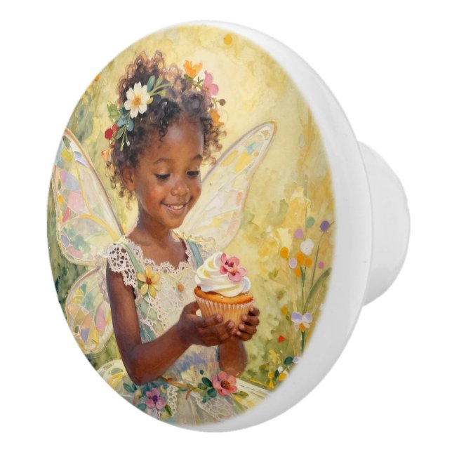Bouton De Porte En Céramique Pretty Lil Fairy with Cupcake | Fairytale (Droite)