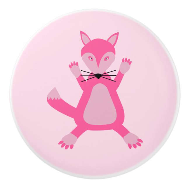 Bouton De Porte En Céramique Pretty Rose Baby Girl Fox Nursery (Devant)